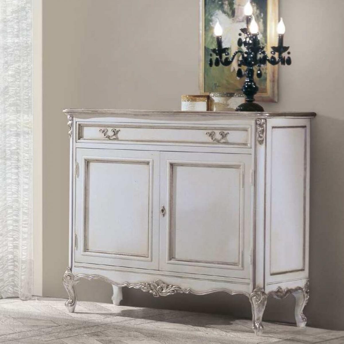 Elfenbeinfarbenes Barock Luxus Sideboard mit oberer Schublade & 2-türigem Aufbewahrungsschrank – Barockmöbel Vorderansicht von Luxury Group International