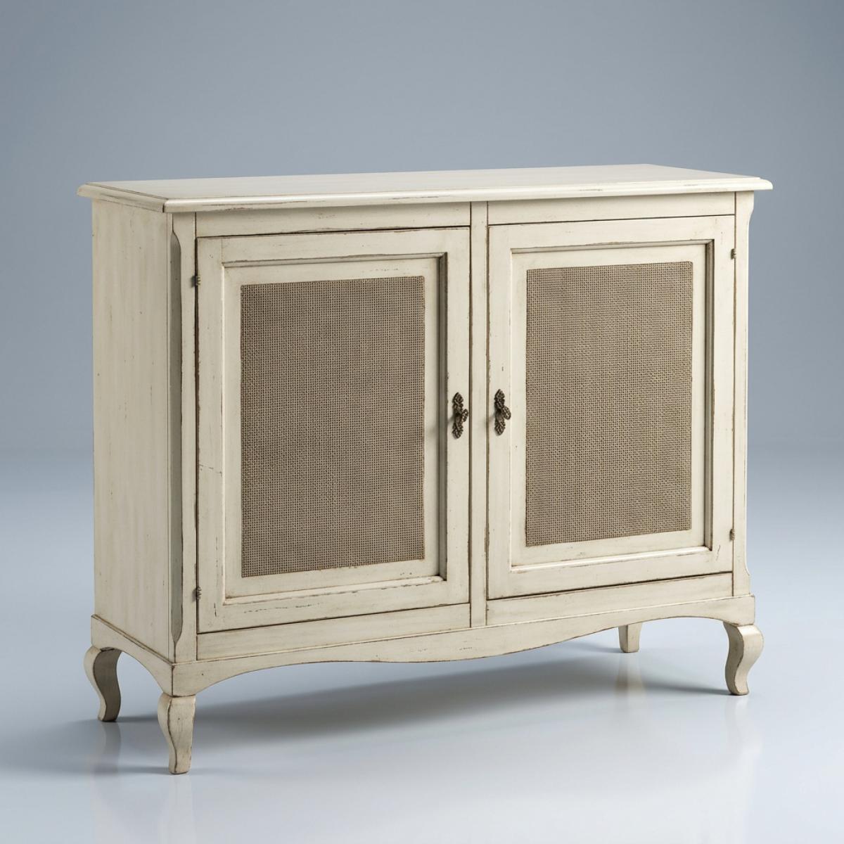 Ivory Baroque Luxury Sideboard with Double Cane Panel Storage Doors - Baroque Furniture Front View by Luxury Group International