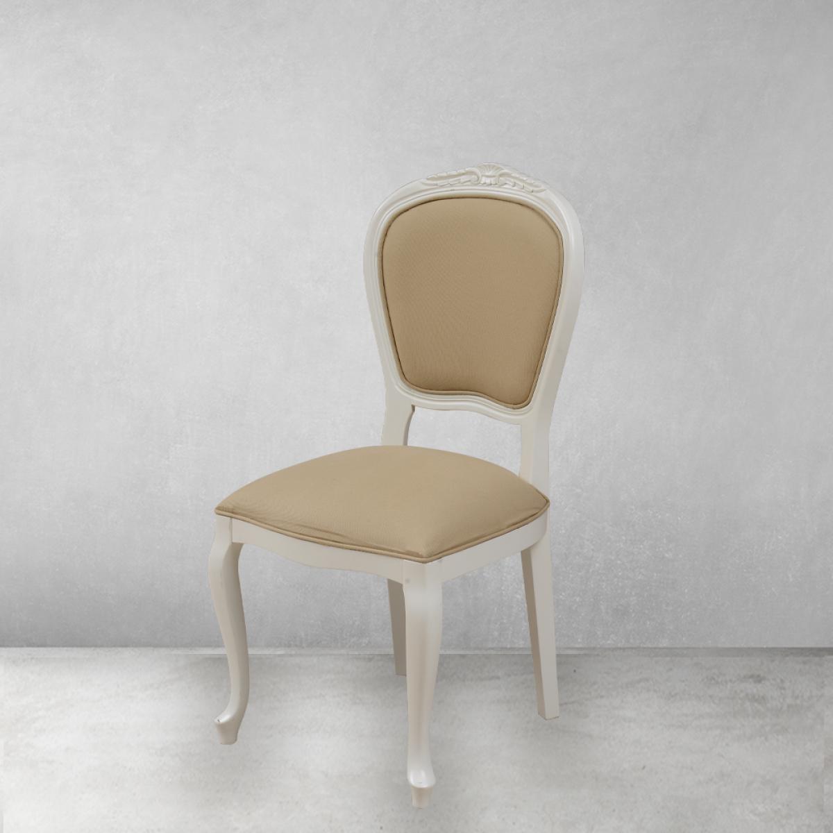 Ivory Baroque Luxury Upholstered Dining Chair with Beige Upholstery - Dining Room Furniture Front View by Luxury Group International