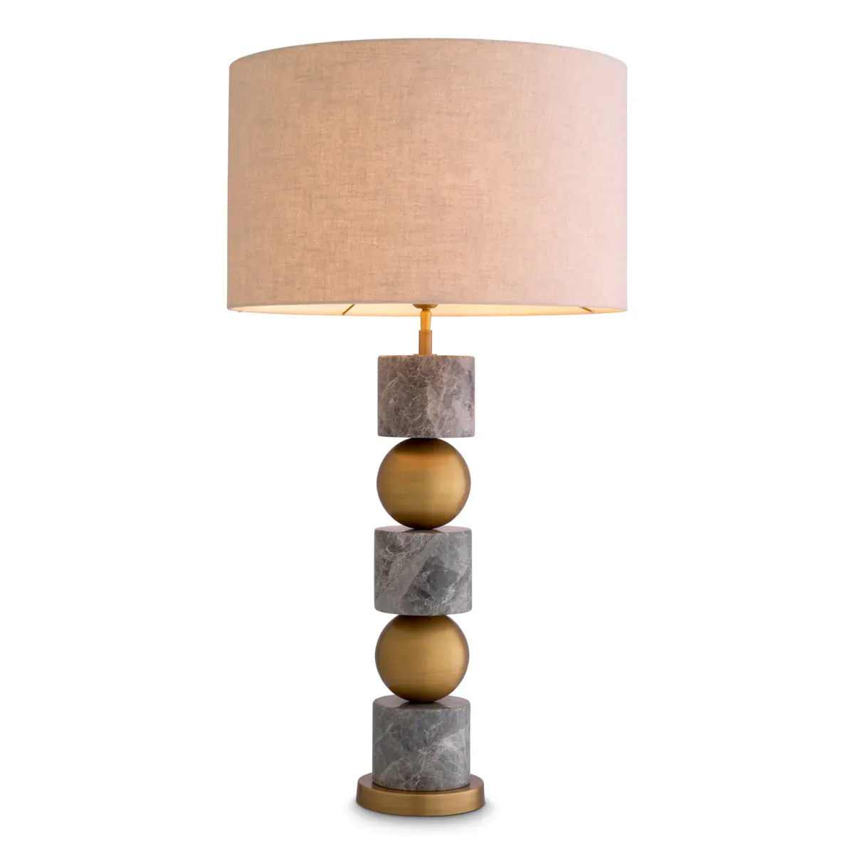 Antique brass finish grey marble & golden globe design luxury table lamp with lampshade by Luxury Group International