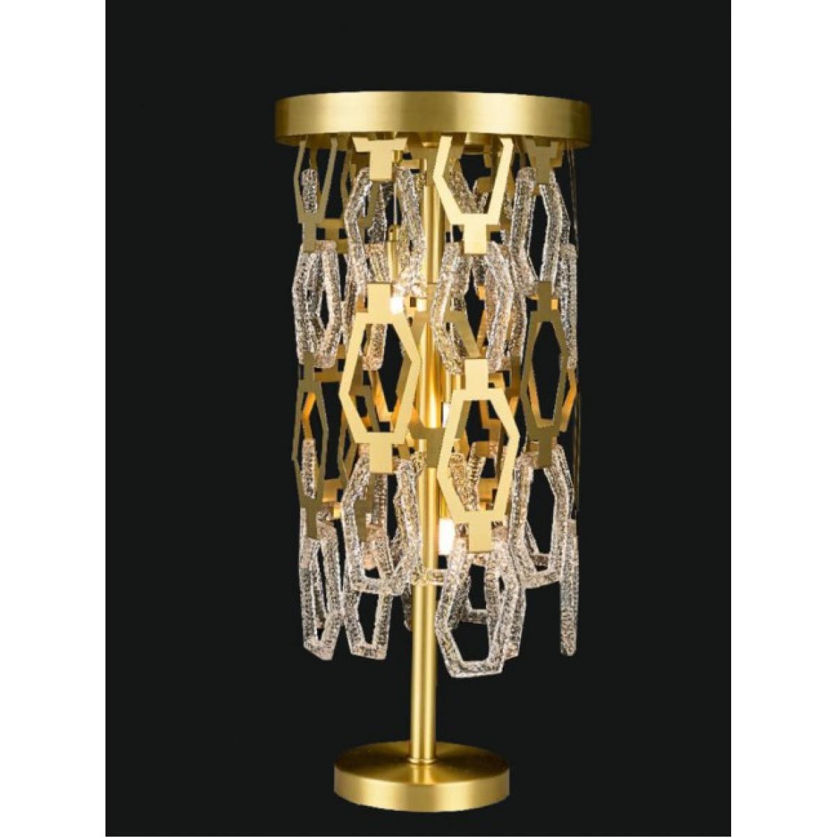 Luxury Glamorous Table Lamp in Gold Polished Metal with Crystal Prism Cage by Luxury Group International