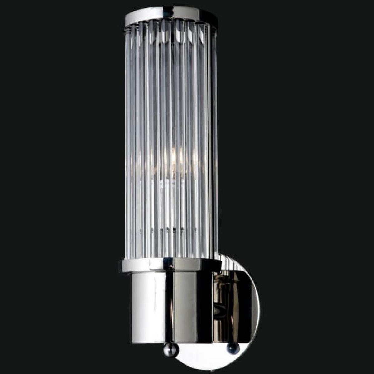 Luxury 1 Light LED Tube Glass Long Slim Crystal Gold/Chrome Finish Metal Wall Lamp by Luxury Group International