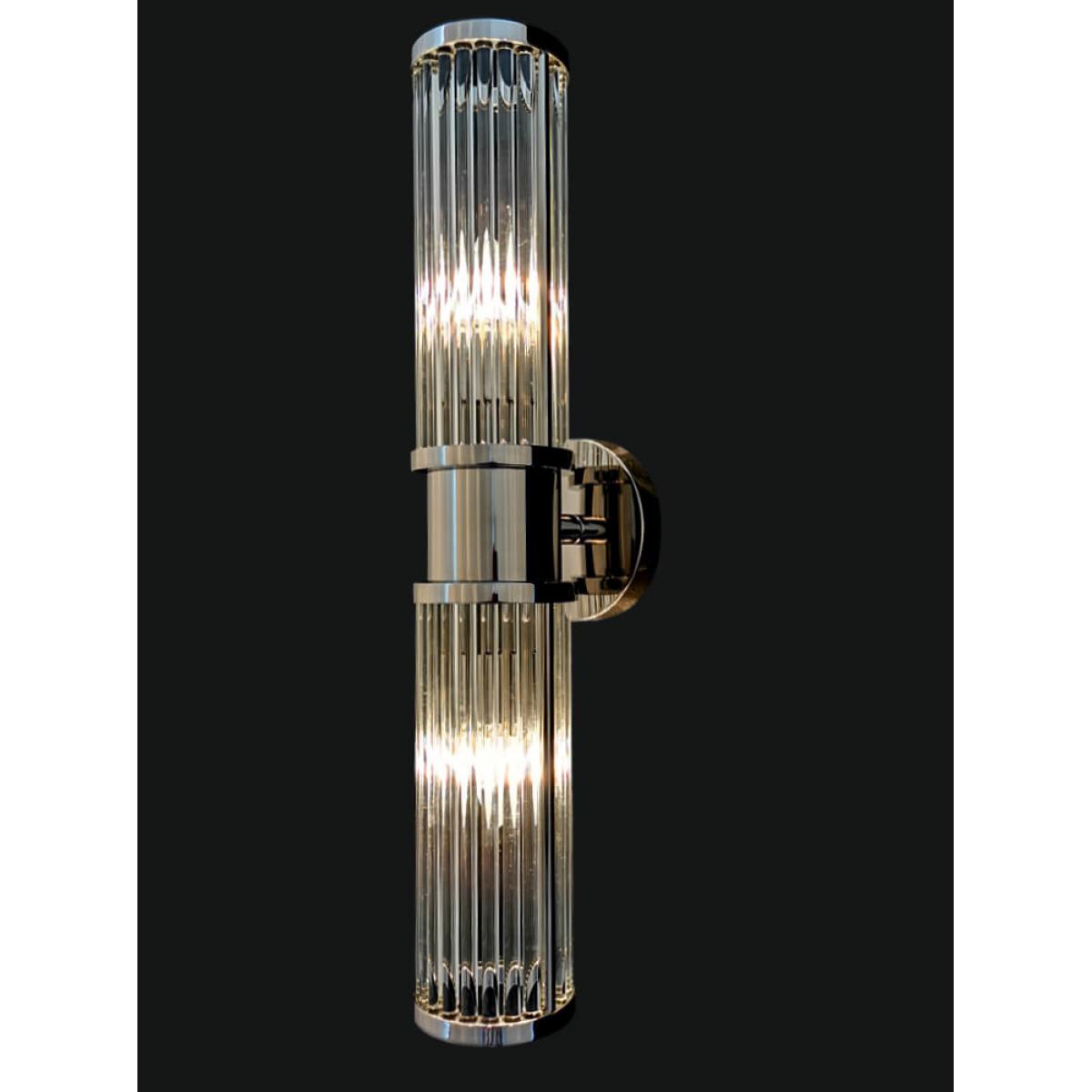 Luxury 2 Light LED Tube Glass Long Slim Crystal Gold/Chrome Finish Metal Wall Lamp by Luxury Group International