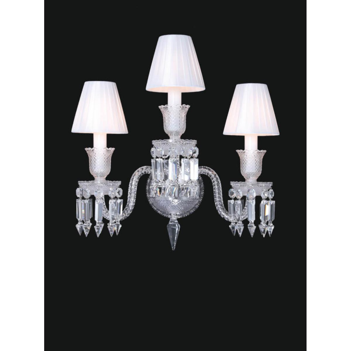 Luxury 3-Candle Crystal Wall Lamp with Lampshade by Luxury Group International