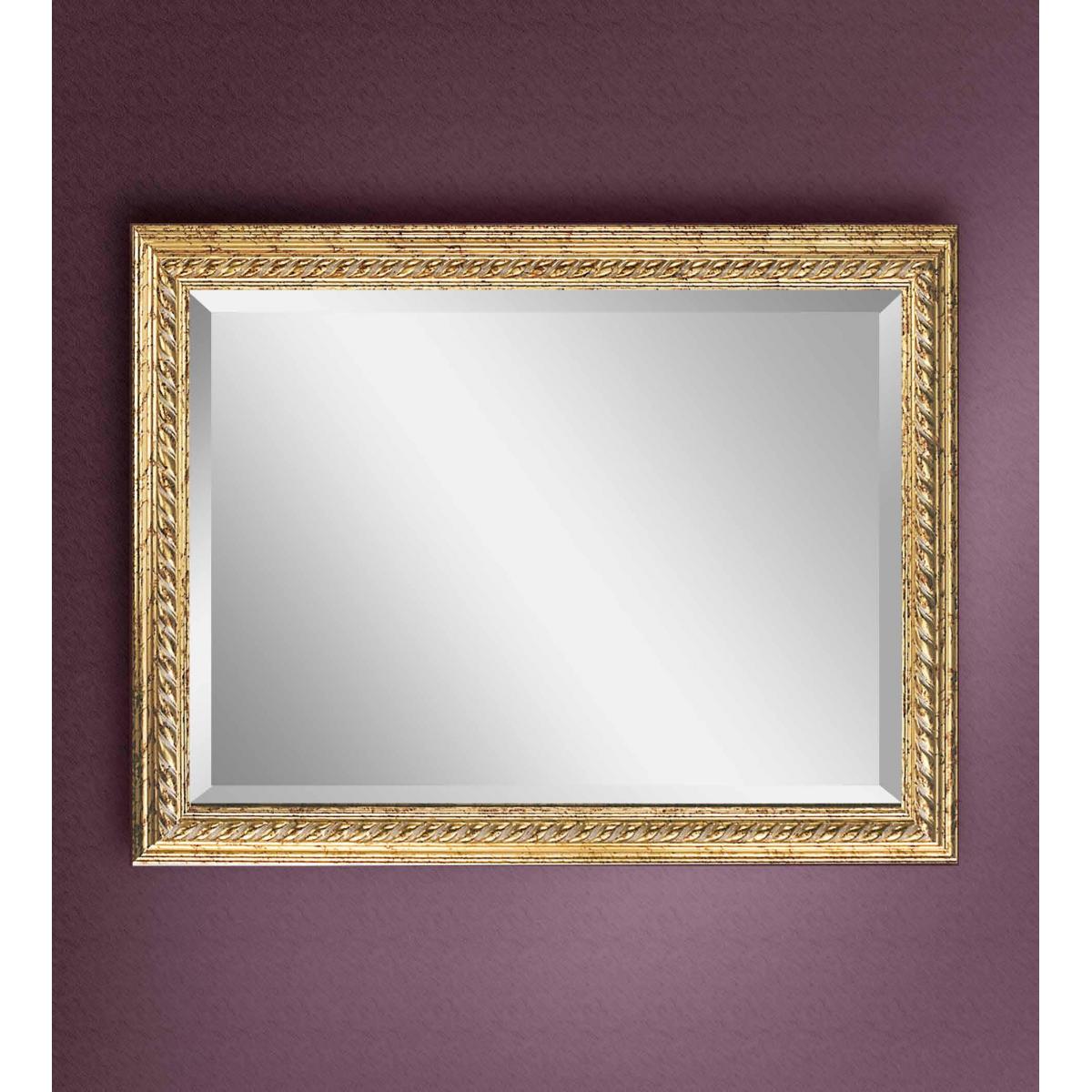 Luxury Antique Gold Twisted Rope Baroque Wall Mirror with Triple Band Frame & Bevelled Glass Front View by Luxury Group International