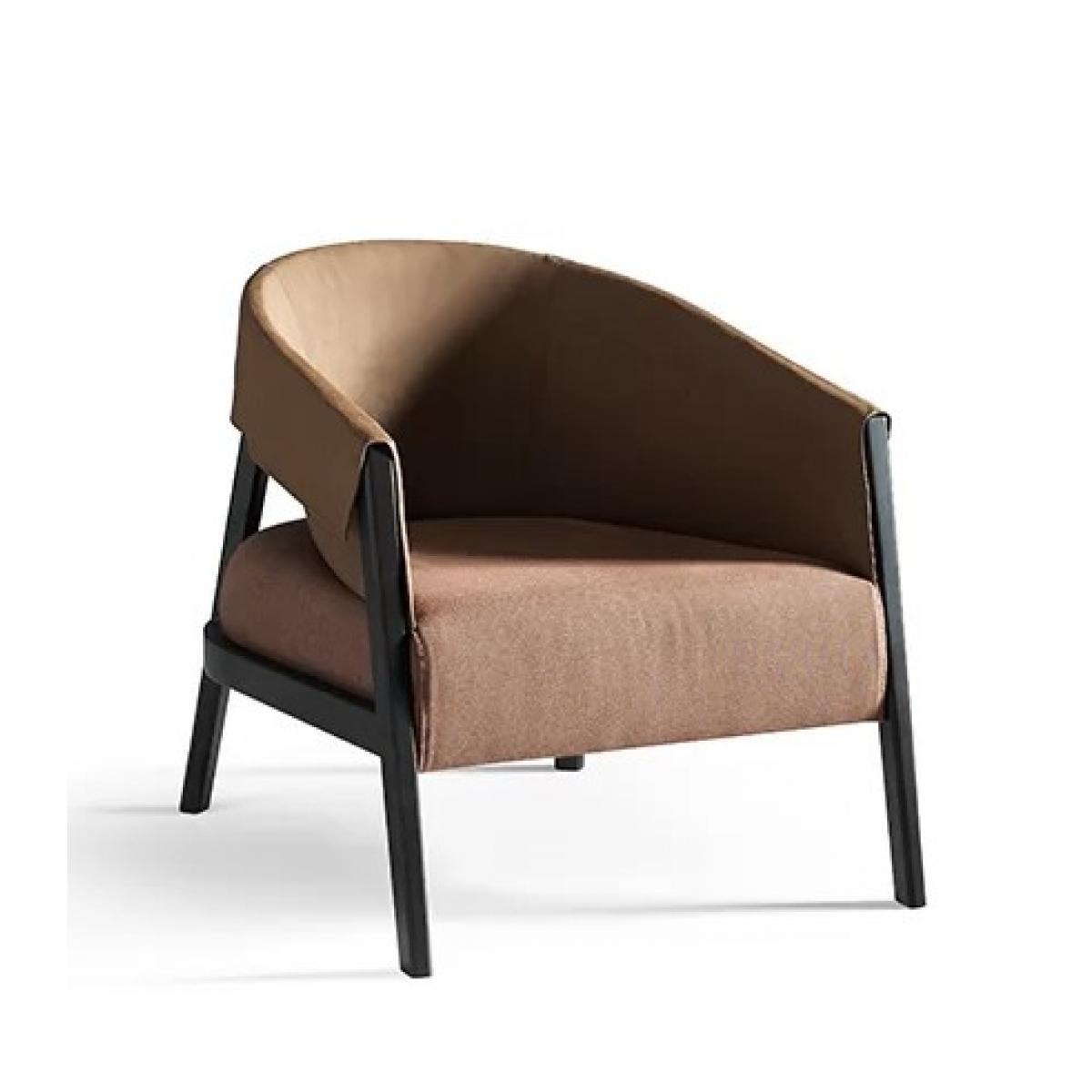 Luxury Armchair Brown/Black Wooden Frame Accent Chair-Hotel furniture - Luxury furniture Side View by Luxury Group International