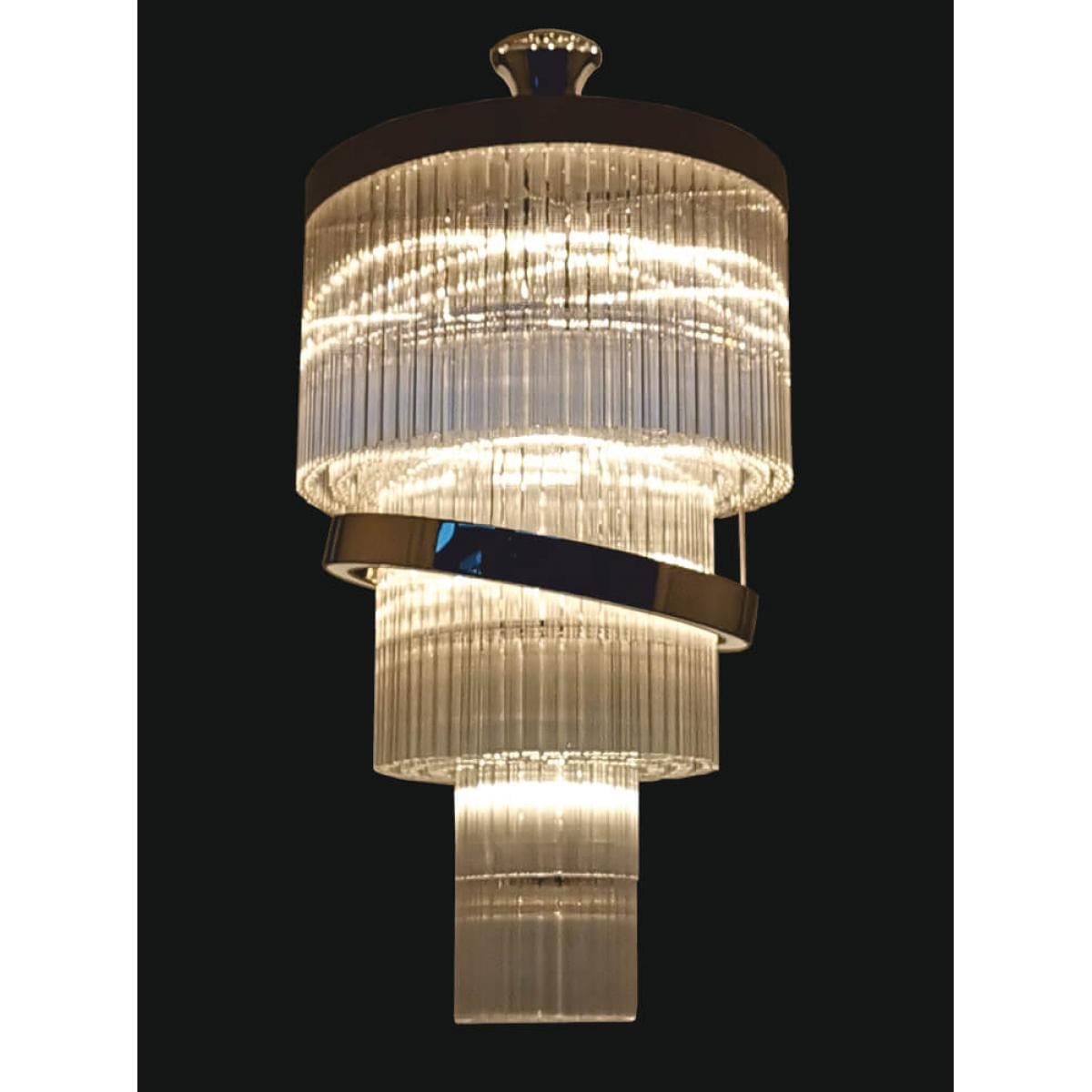 Luxuriöser moderner Art Deco Kronleuchter mit 3-stufigen Glasstäben von Luxury Group International