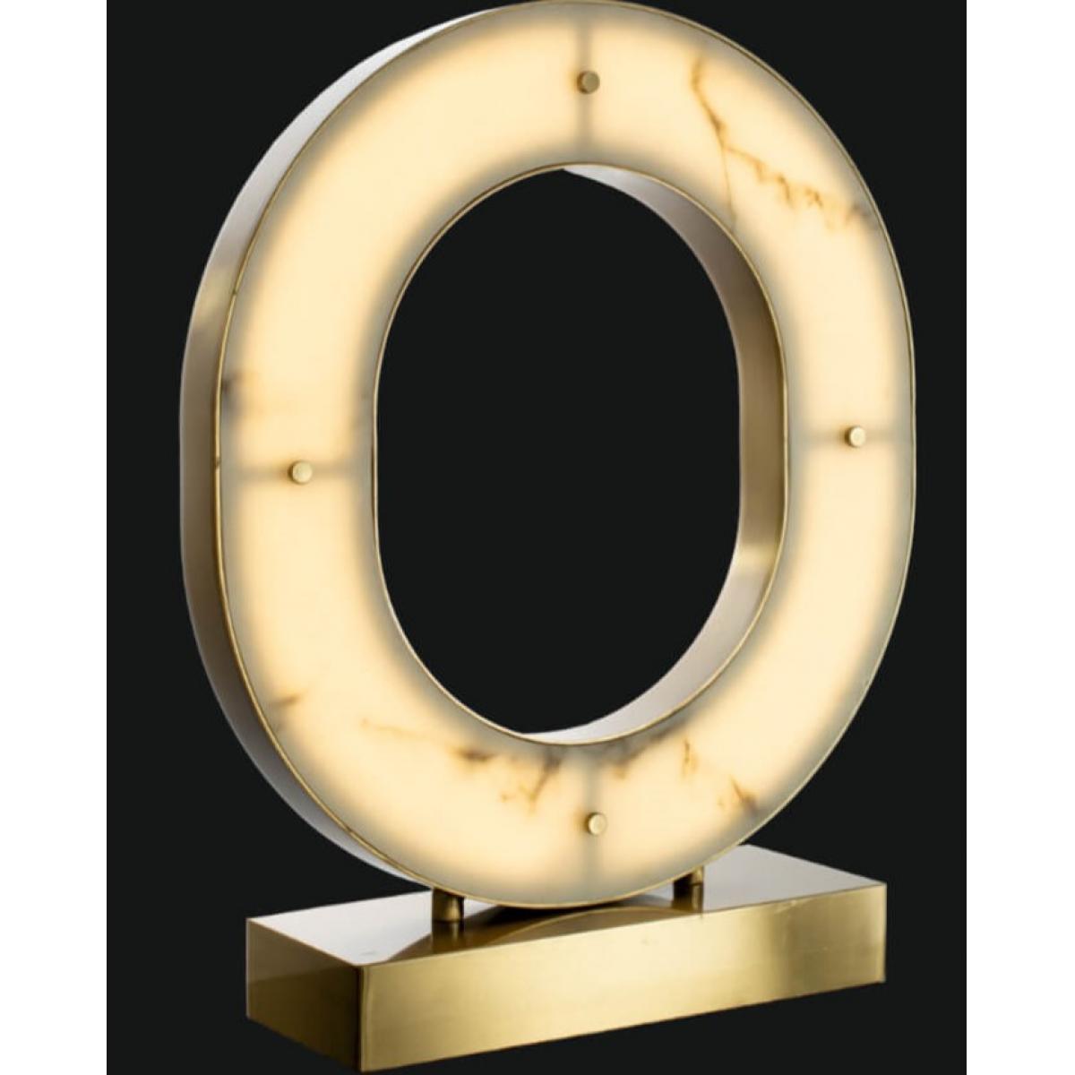 Luxuriöse Art Deco Alabaster/Brass LED Ring Tischlampe von Luxury Group International