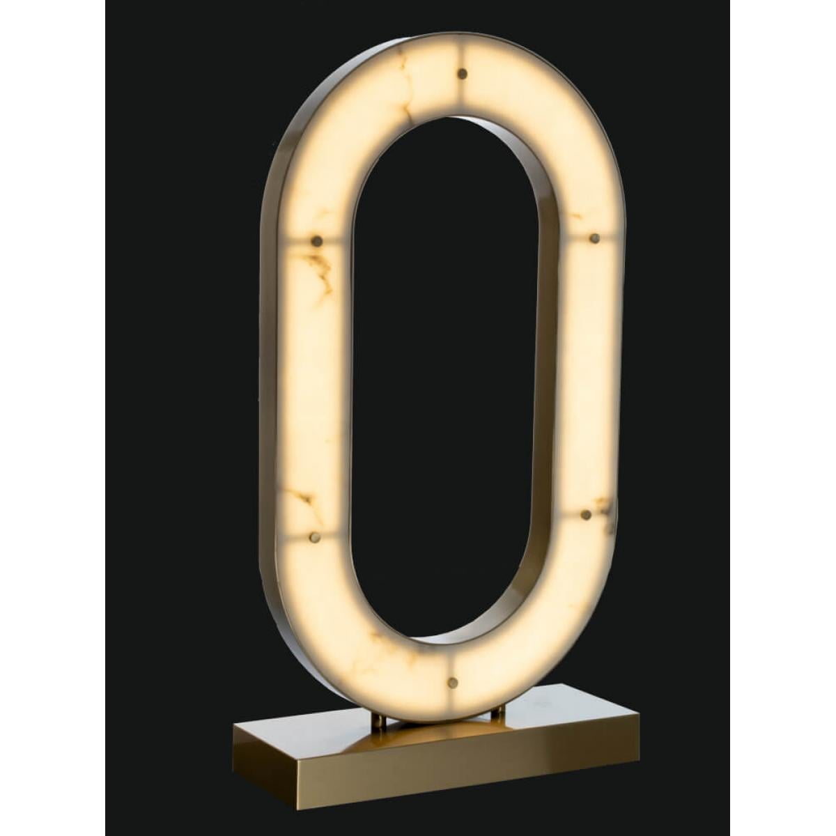 Luxus Art Deco Alabaster Ring Licht Gold Finish Tischlampe von Luxury Group International