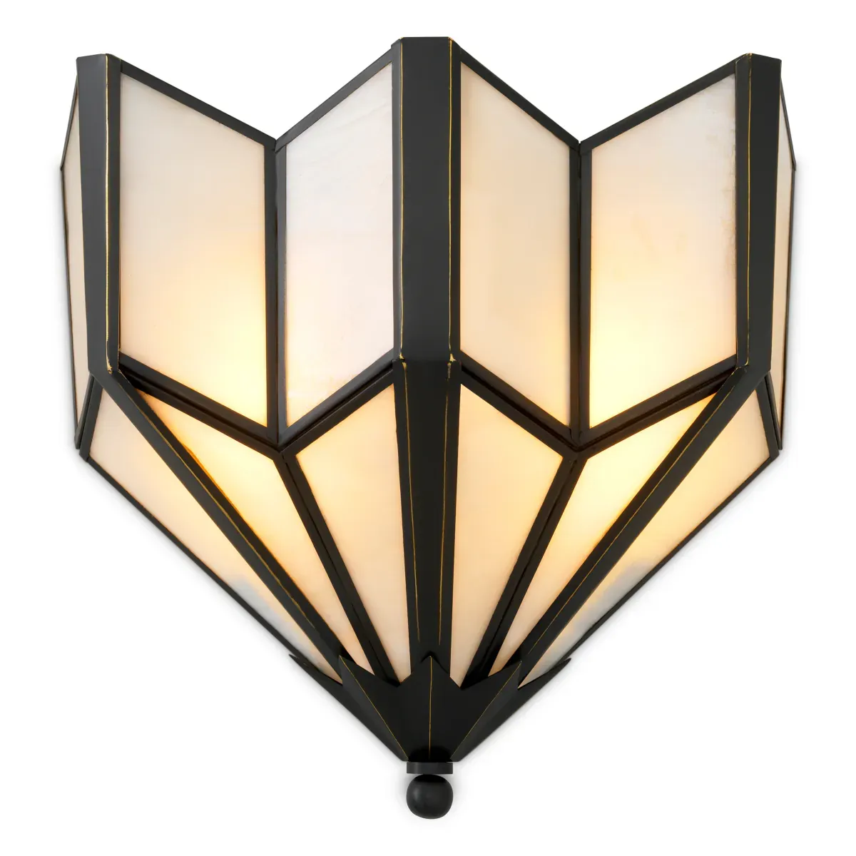 Luxus Art Deco geometrische Wandleuchte mit Bronze-Highlight-Finish und weißem gegossenem Glas von Luxury Group International