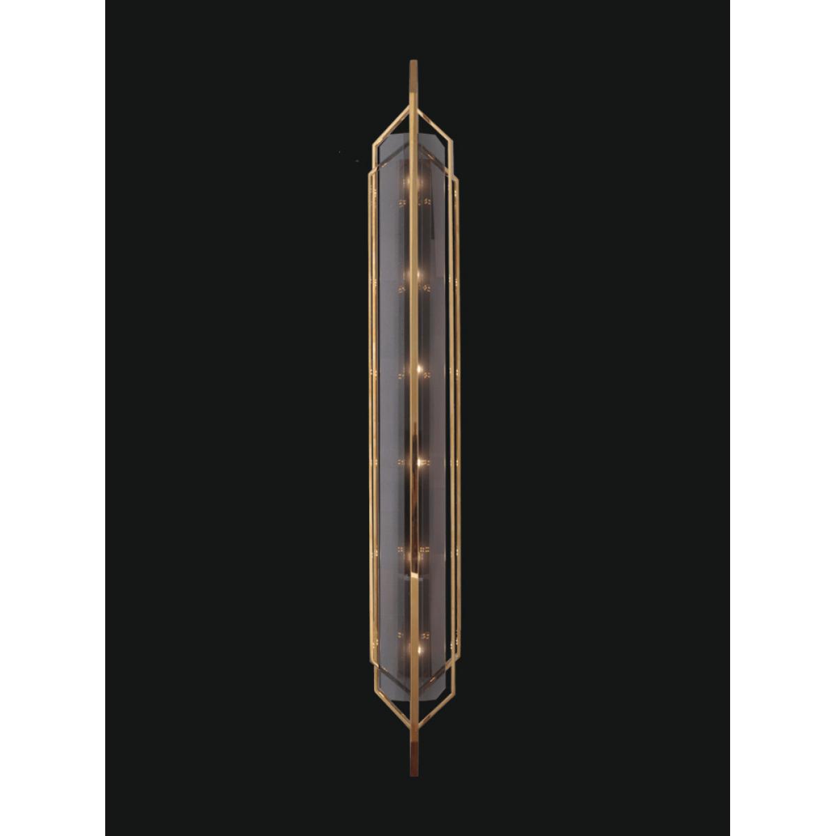 Luxury Art Deco Gold Finish Cylindrical Modern Glass Wall Lamp – Vertical Designer Light Front View by Luxury Group International