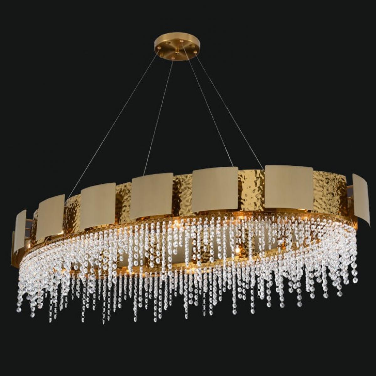 Luxus Art Deco Gold Finish Oval Kristall Kronleuchter von Luxury Group International