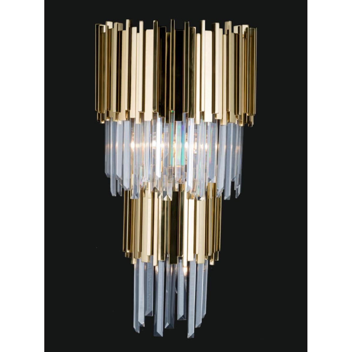 Luxuriöse Art Deco Gold Mehrstufige Kristall-Wandlampe von Luxury Group International