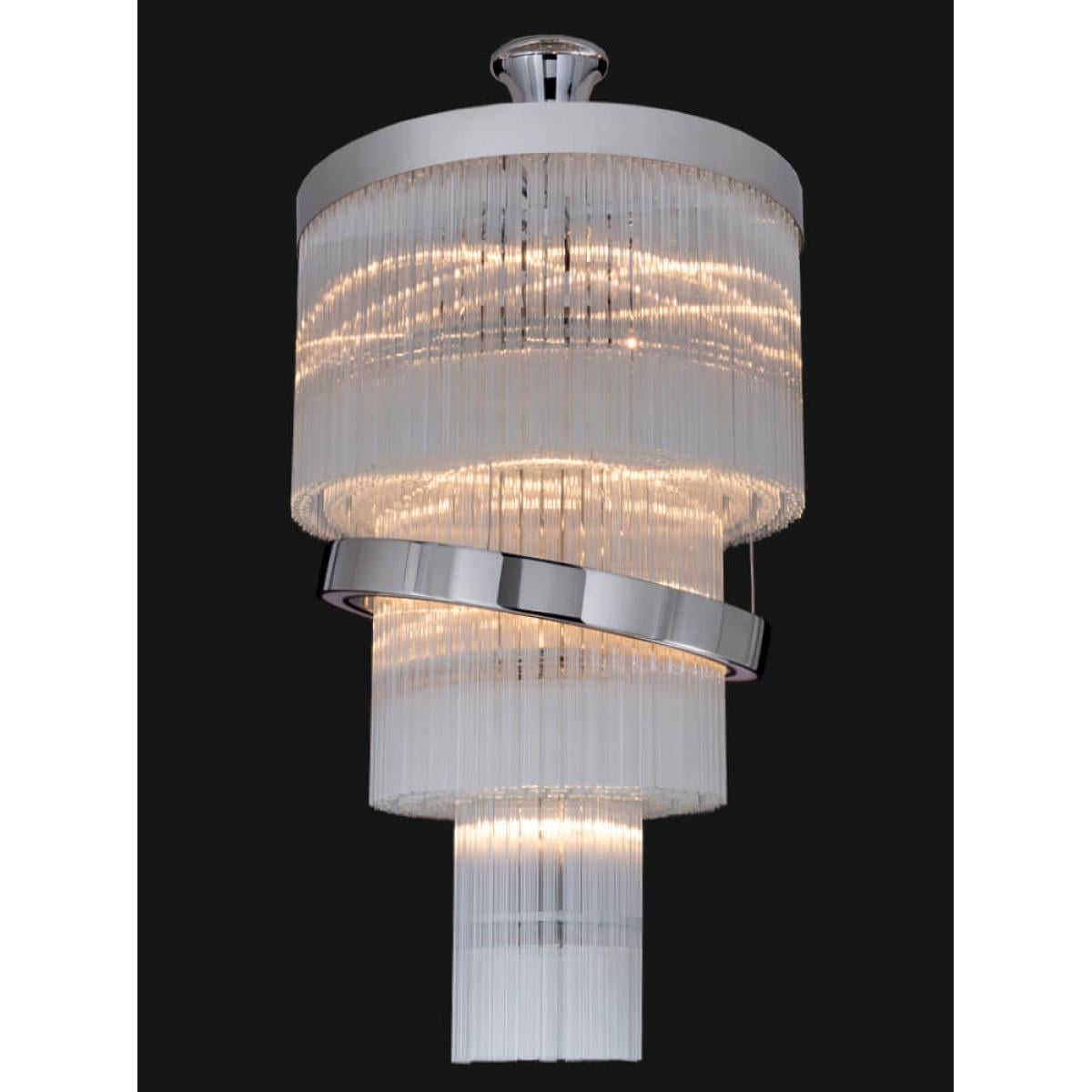 Luxuriöser Art-déco-Spiral-Kristall-Kronleuchter mit verchromten, gestuften LED-Ebenen von Luxury Group International