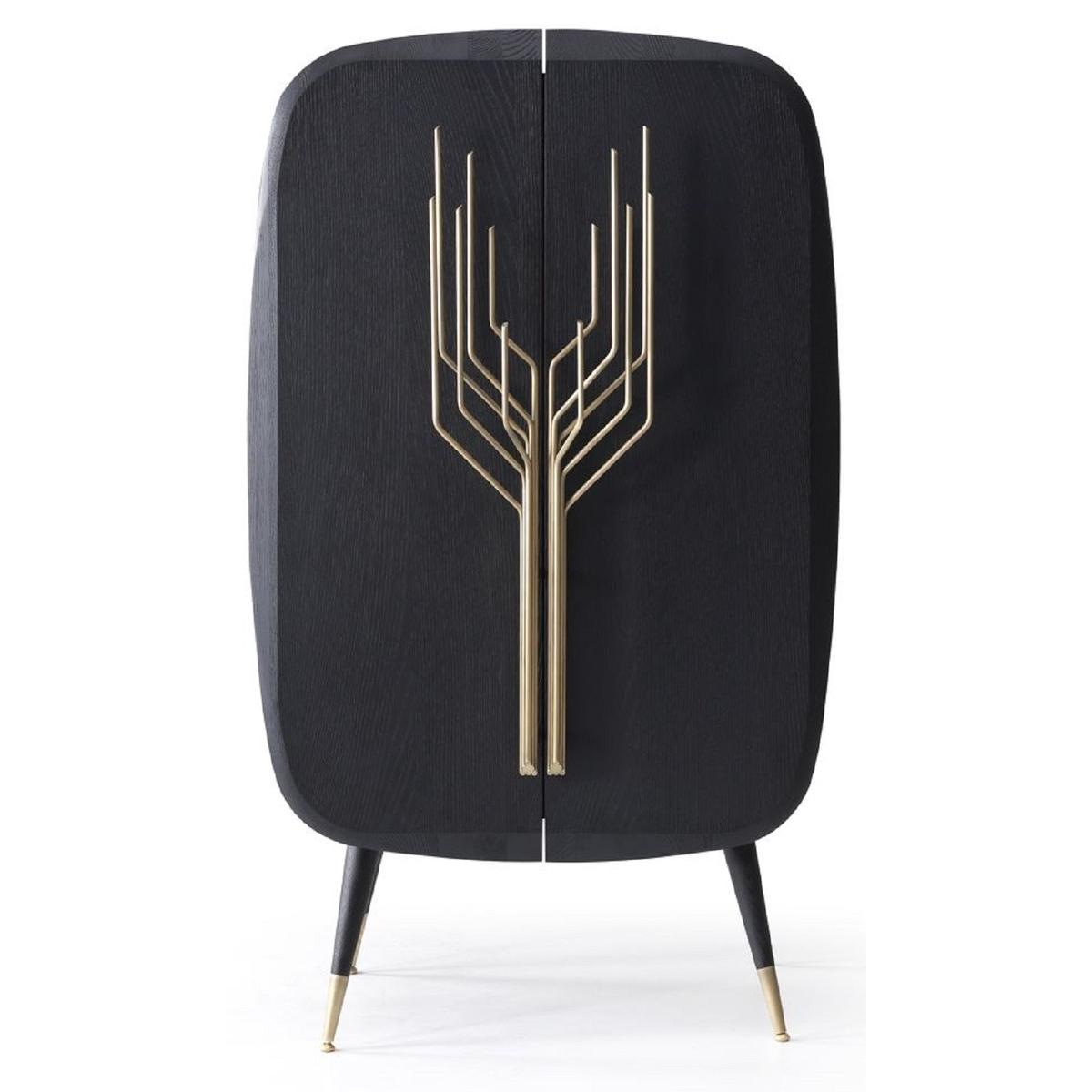 buffet bar de luxe noir / laiton antique 88 x 55 x H. 152 cm par Luxury Group International