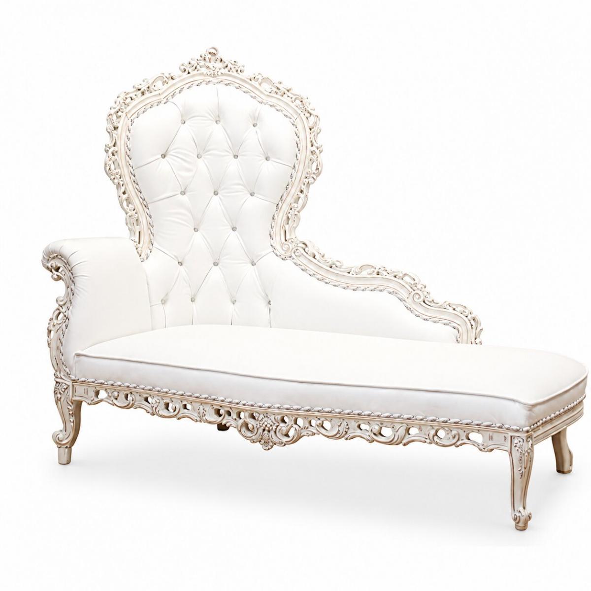 Luxus Barock Chaise Longue Sofa mit handgeschnitztem Holzrahmen in Walnuss- & Elfenbein-Finish-Varianten Vorderansicht von Luxury Group International
