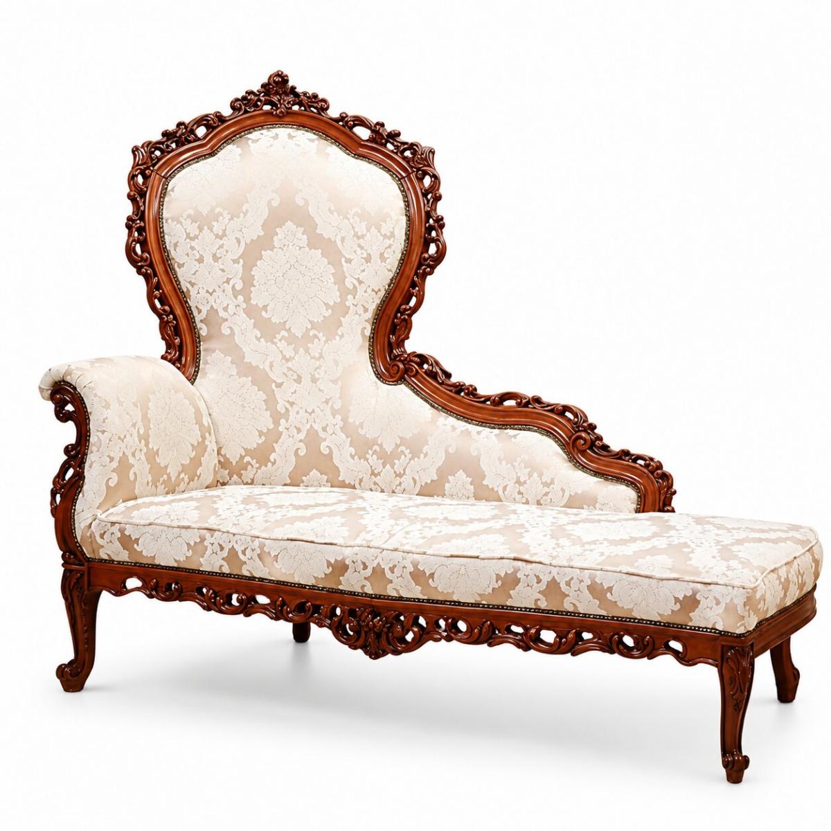 Luxus Barock Chaise Longue Sofa mit handgeschnitztem Holzrahmen in Walnuss- & Elfenbein-Finish-Varianten Vorderansicht von Luxury Group International