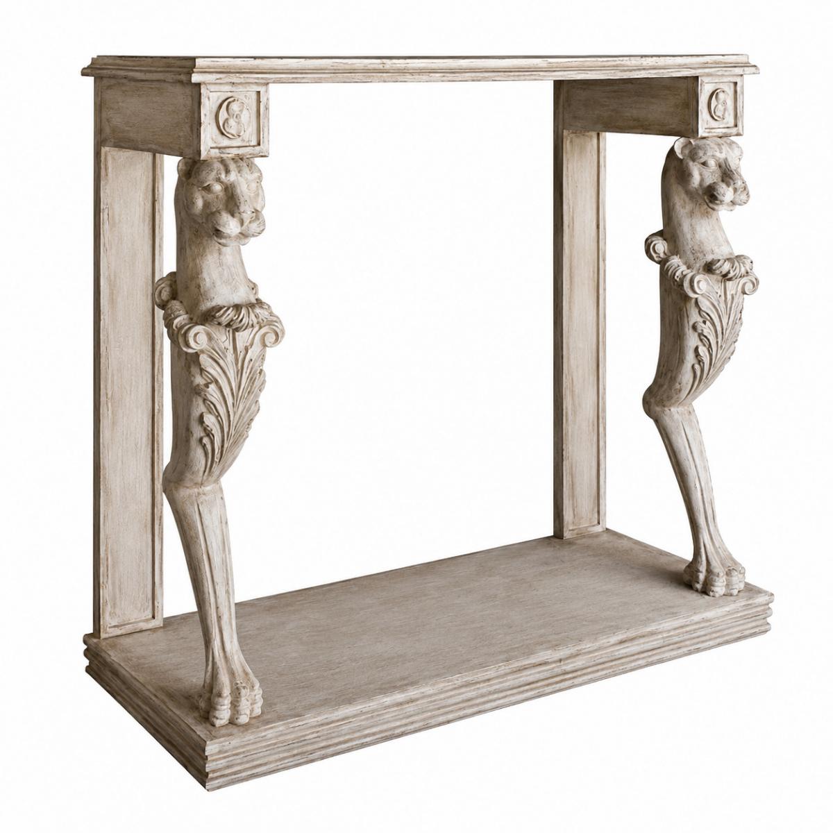 Luxus Barock Konsole mit Skulptierten Löwenbeinen und Antik-Finish von Luxury Group International
