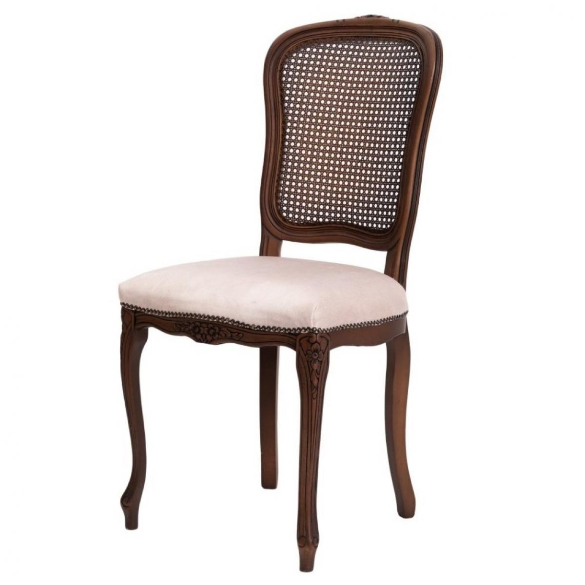 Luxury Baroque Dining Chair with Hand-Carved Wooden Frame and Cane Backrest Front View by Luxury Group International