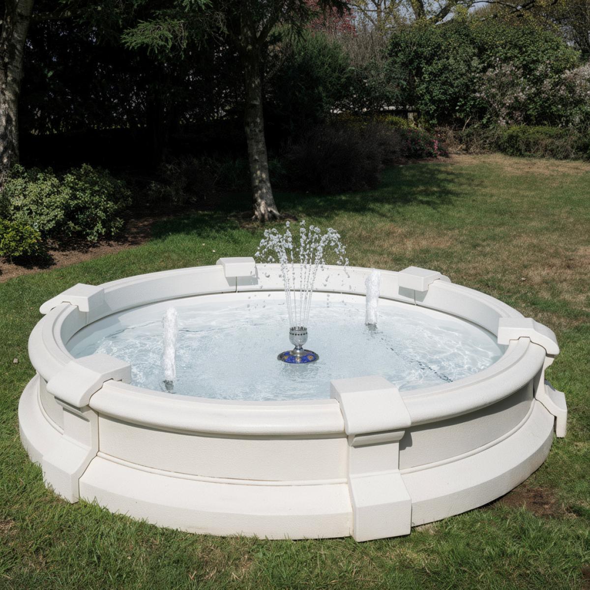 Fuente de Agua Iluminada de Múltiples Chorros Barroca de Lujo con Depósito Circular - Fuente Barroca Vista frontal por Luxury Group International