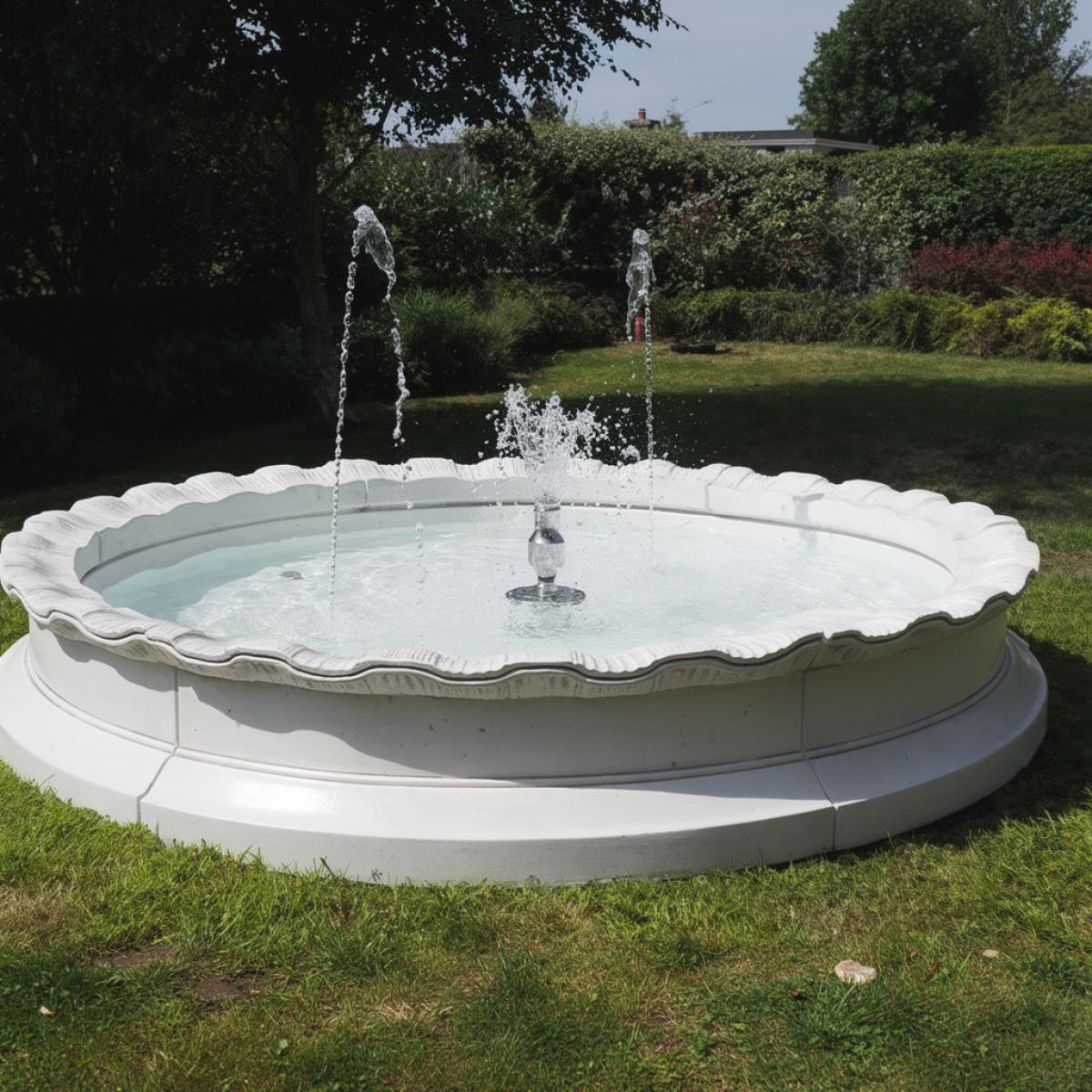 Fuente Circular de Agua de Borde Ondulado Barroco de Lujo con Exhibición Central de Múltiples Chorros - Fuente Barroca Vista frontal por Luxury Group International