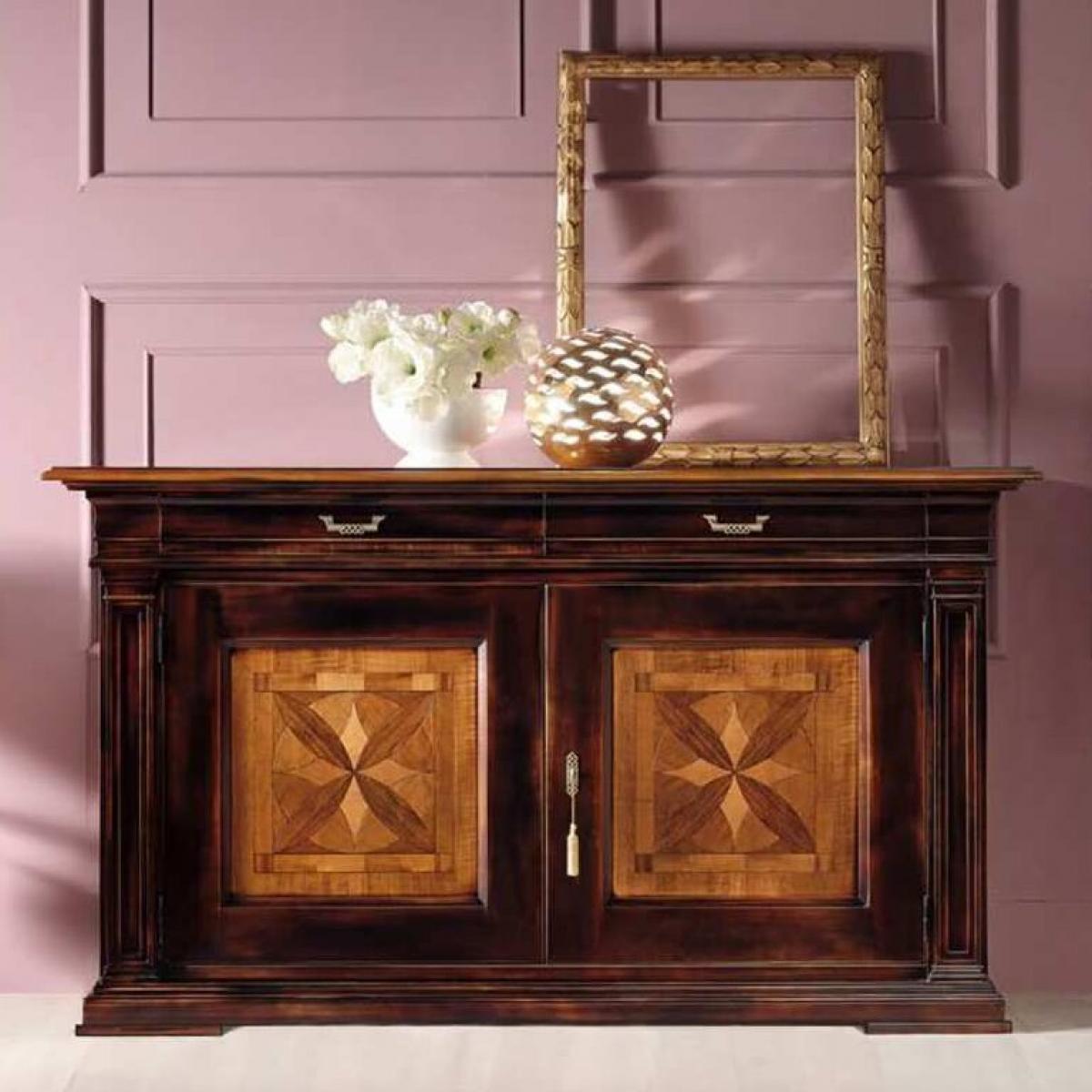 Luxury Baroque Sideboard in Dark Walnut Finish with Multi Drawers & Storage Cabinet - Baroque Furniture Front View by Luxury Group International