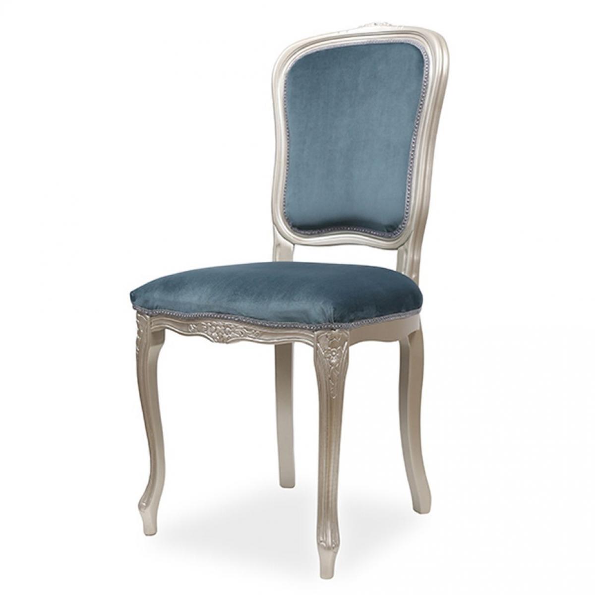 Luxury Baroque Velvet Upholstered Dining Chair with Gold/Olive & Silver/Blue Variations Front View by Luxury Group International