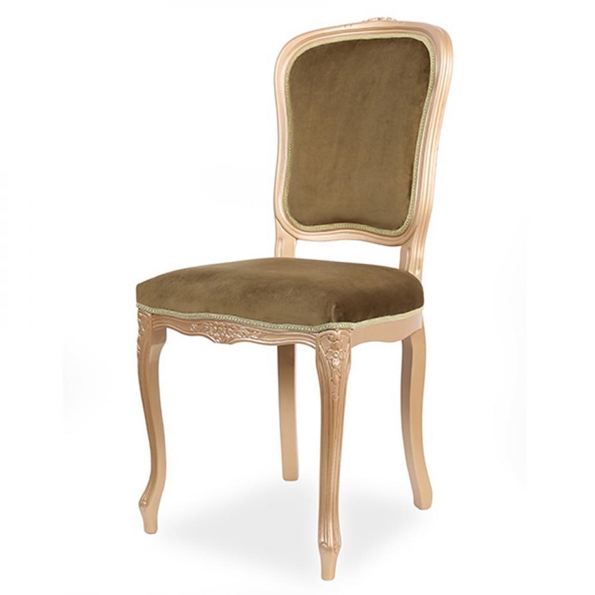 Luxury Baroque Velvet Upholstered Dining Chair with Gold/Olive & Silver/Blue Variations Front View by Luxury Group International