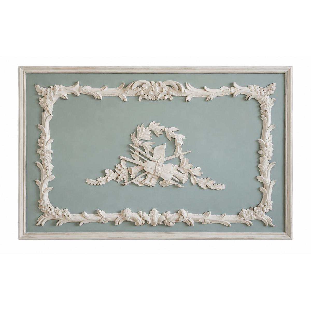 Luxus Barock Wandkunst-Panel mit Ornamentalen Musikalischen und Floralen Relief-Designs von Luxury Group International