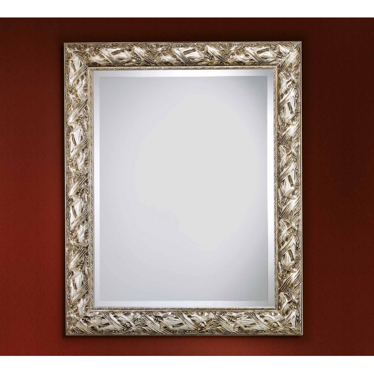 Luxury Baroque Wall Mirror with Gold Layered Leaf Embossed Wooden Frame & Bevelled Glass — 177 CM Front View by Luxury Group International