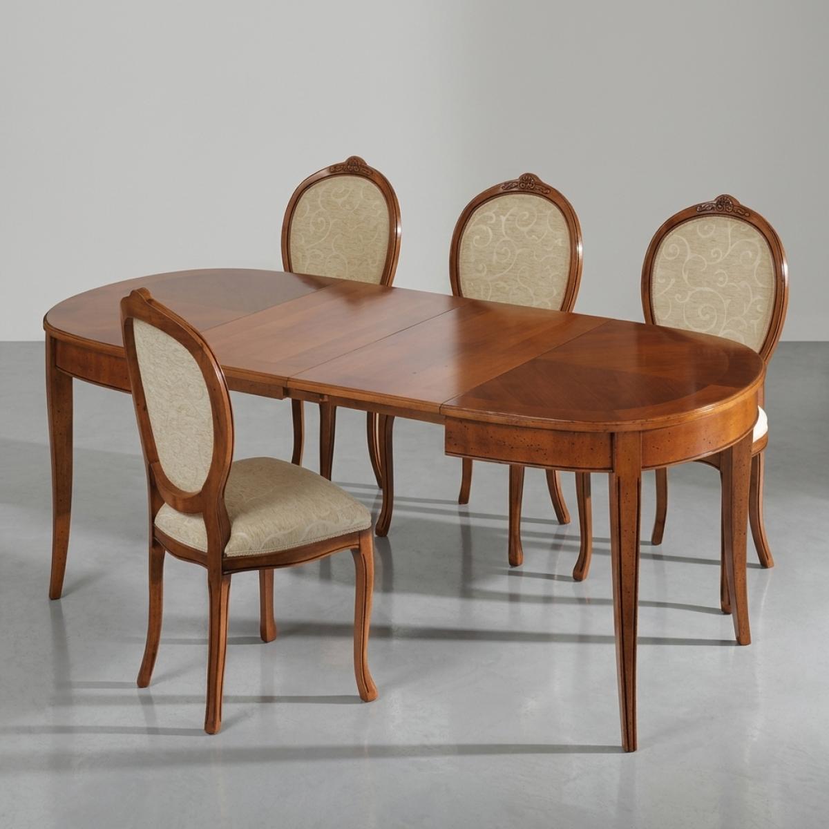 Luxury Baroque Wooden Dining Room Set - 1 Oval Extendable Table & 8 Upholstered Chairs Front View by Luxury Group International