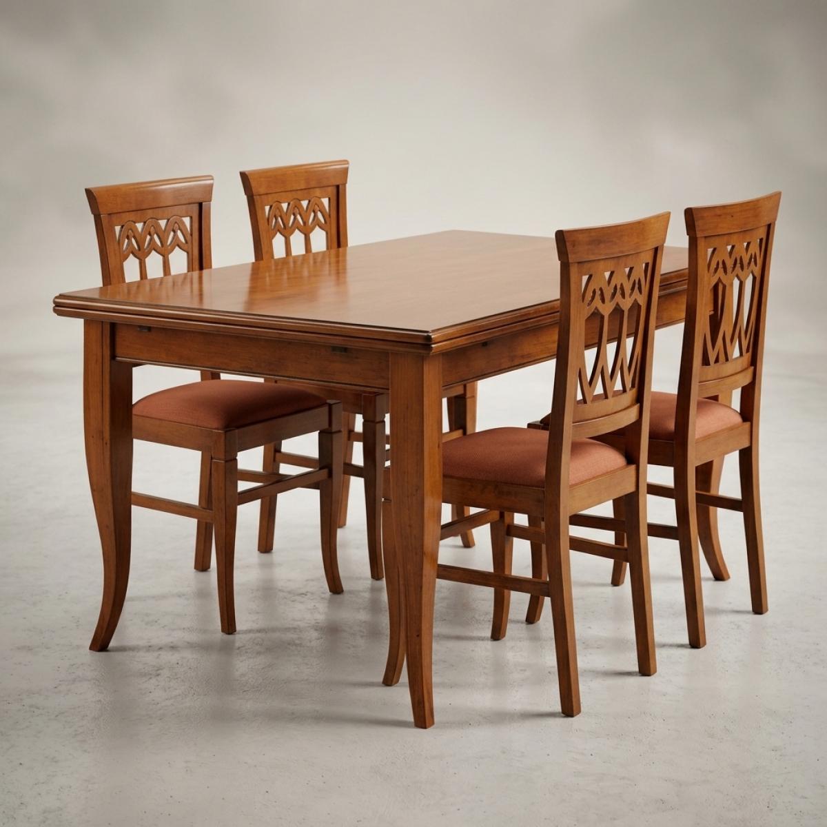 Luxury Baroque Wooden Dining Room Set - 1 Rectangular Table & 6 Chairs - Baroque Dining Room Set Front View by Luxury Group International