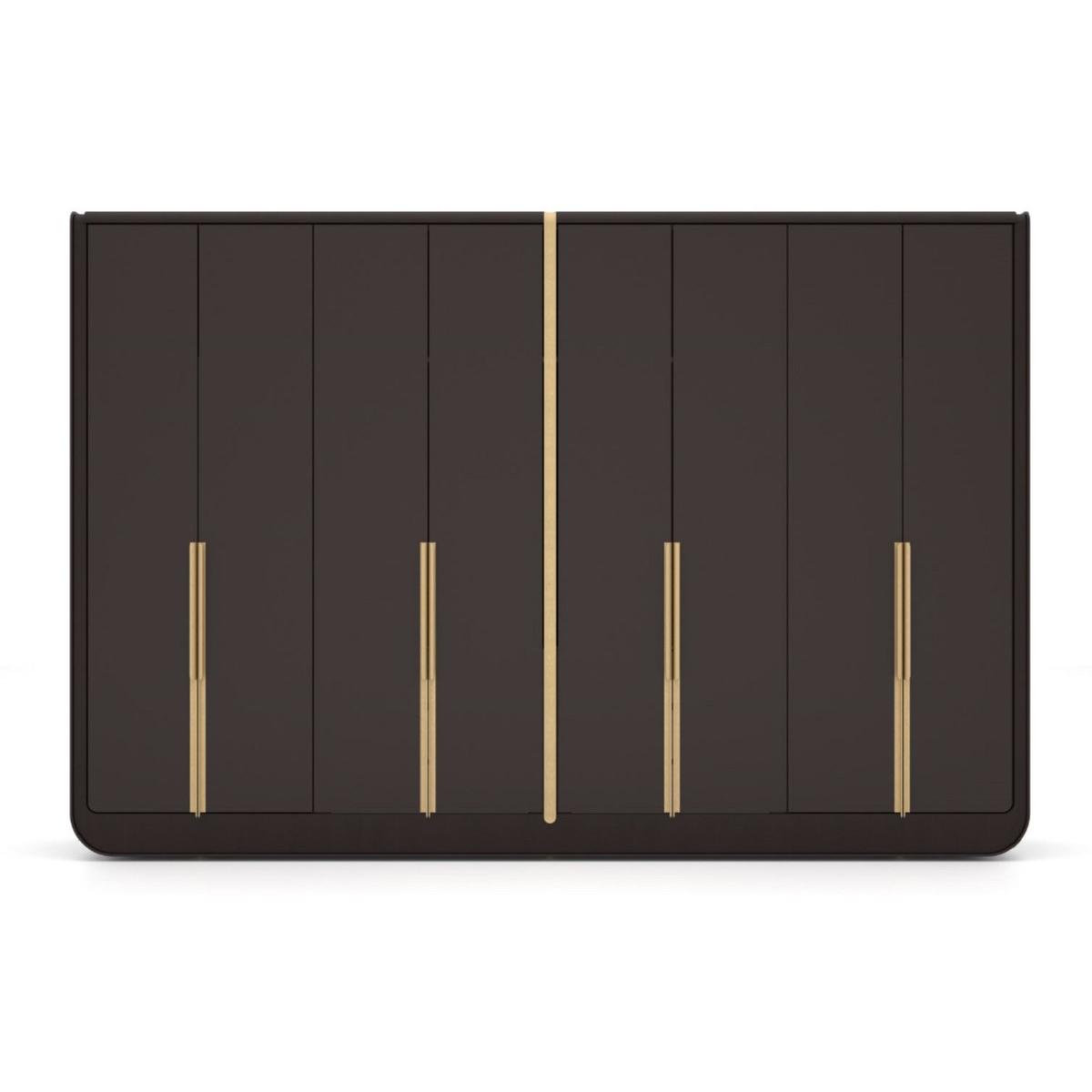 Luxus Schlafzimmer Schrank mit 8 Türen Schwarz / Messing 350 x 60 x H. 238 cm von Luxury Group International