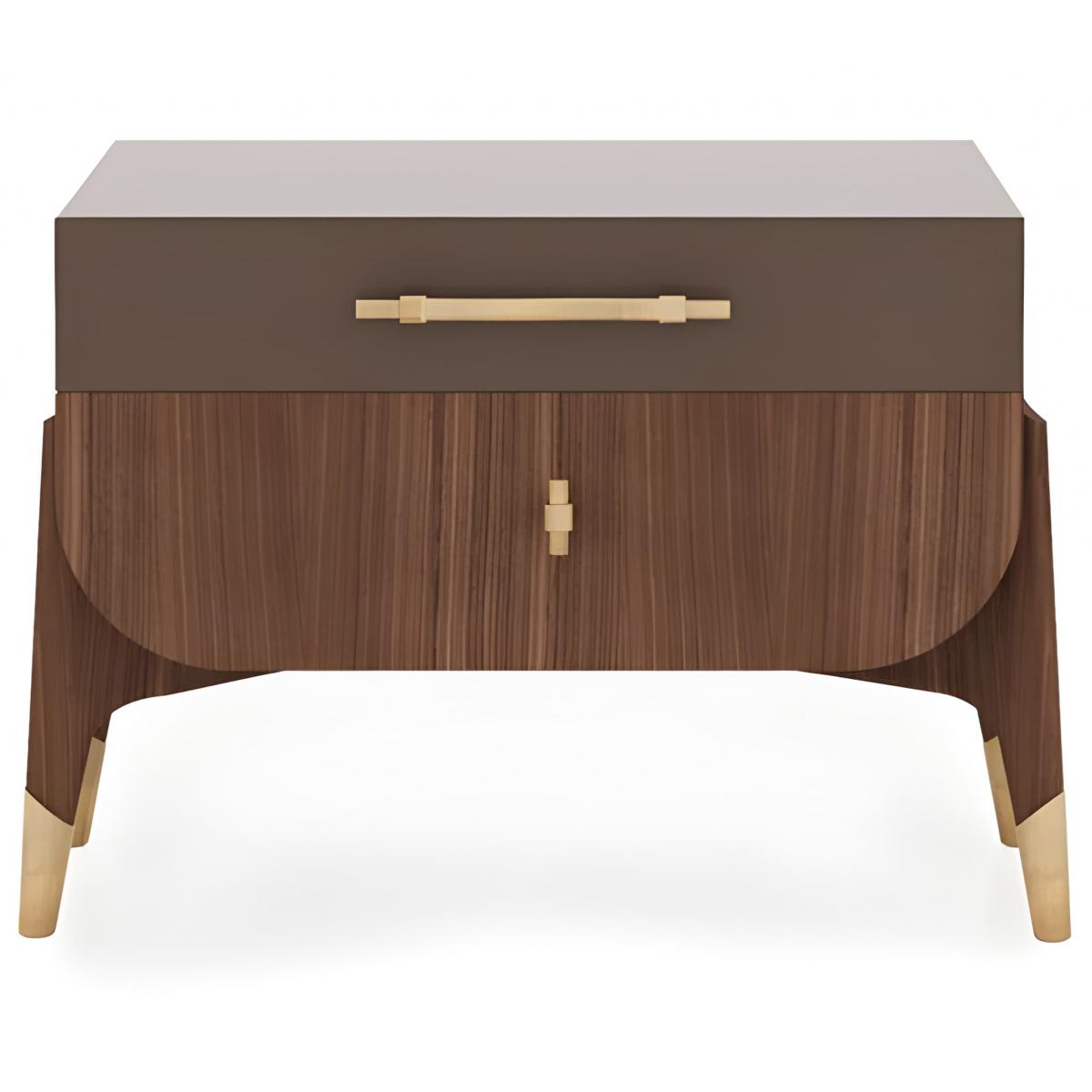 Luxury bedside table brown / dark brown 49 x 54 x H. 51 cm - Solid wood nightstand with 2 drawers Front View by Luxury Group International