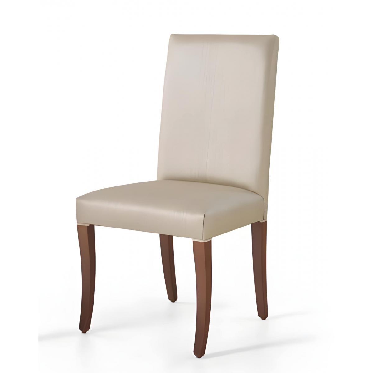 Luxury Beige Upholstered High Back Dining Chair with Walnut Wood Legs by Luxury Group International