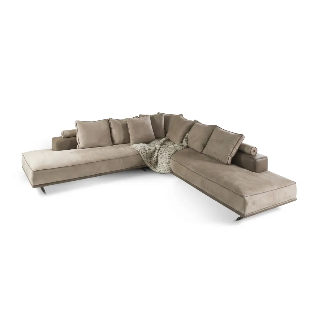 Sofá Esquinero Moderno Tapizado en Beige de Lujo con Diseño Europeo Minimalista por Luxury Group International