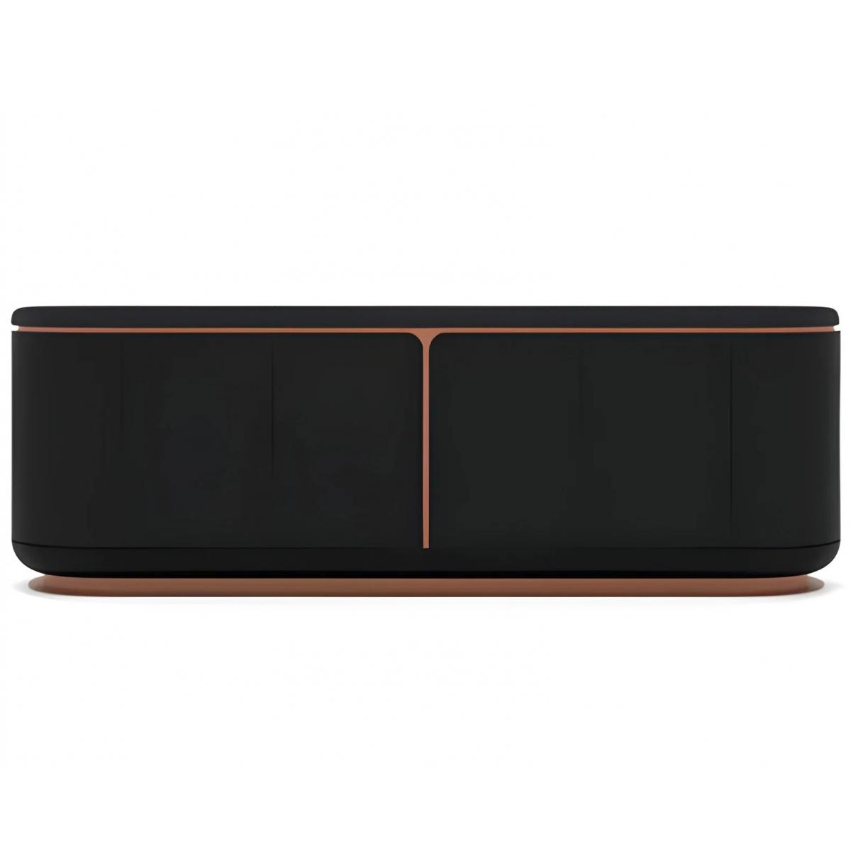 Buffet en bois massif finition noire et cuivre avec dessus en cuir - Meuble de luxe par Luxury Group International