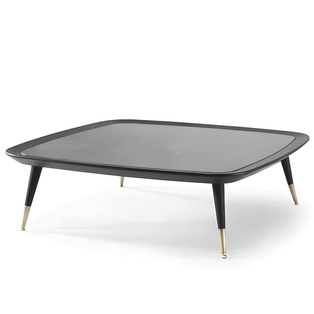 Table Basse de Luxe Noire et Verte avec Accents en Laiton Antique et Plateau en Marbre par Luxury Group International