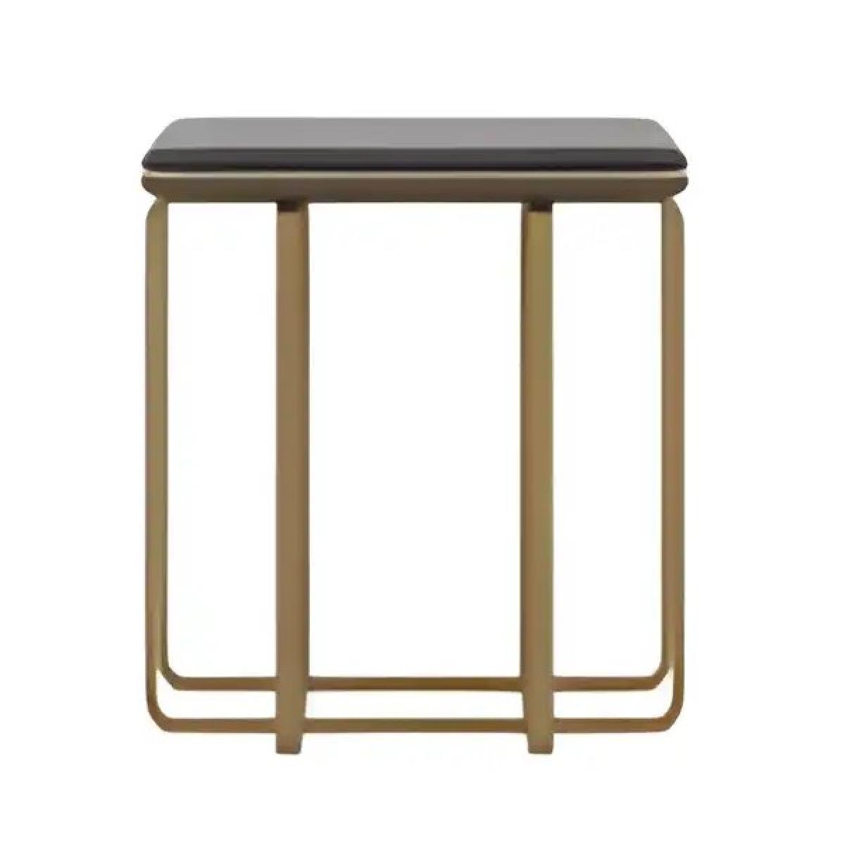 Luxury black marble top brass frame square side table - living room furniture by Luxury Group International