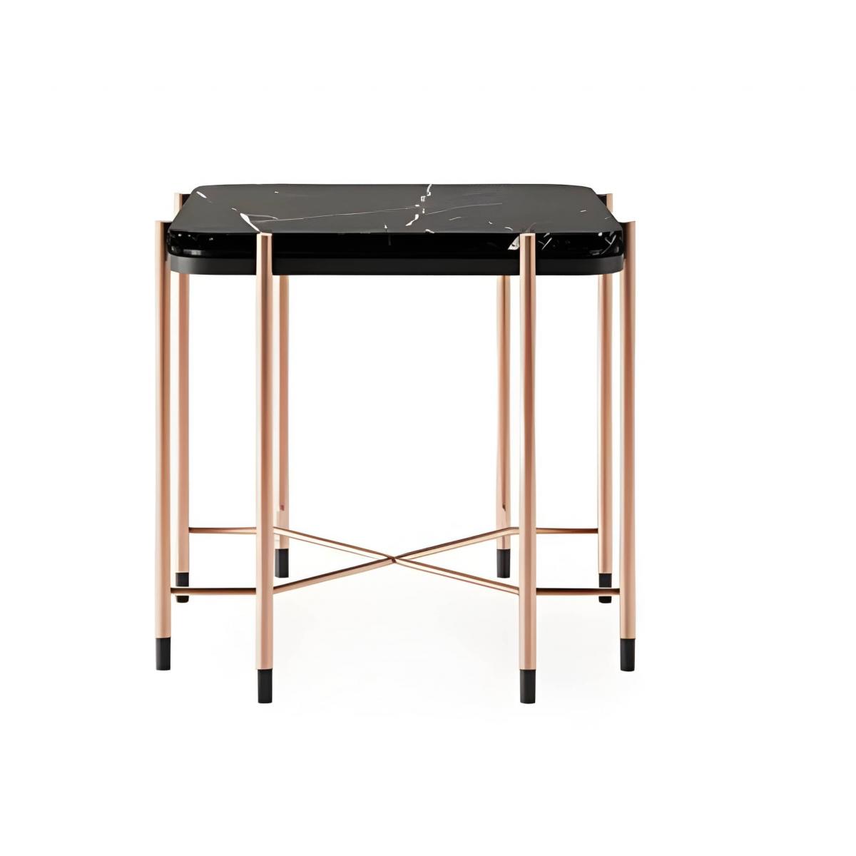Luxury Black Marble Top Square Side Table with Copper Finish Legs by Luxury Group International