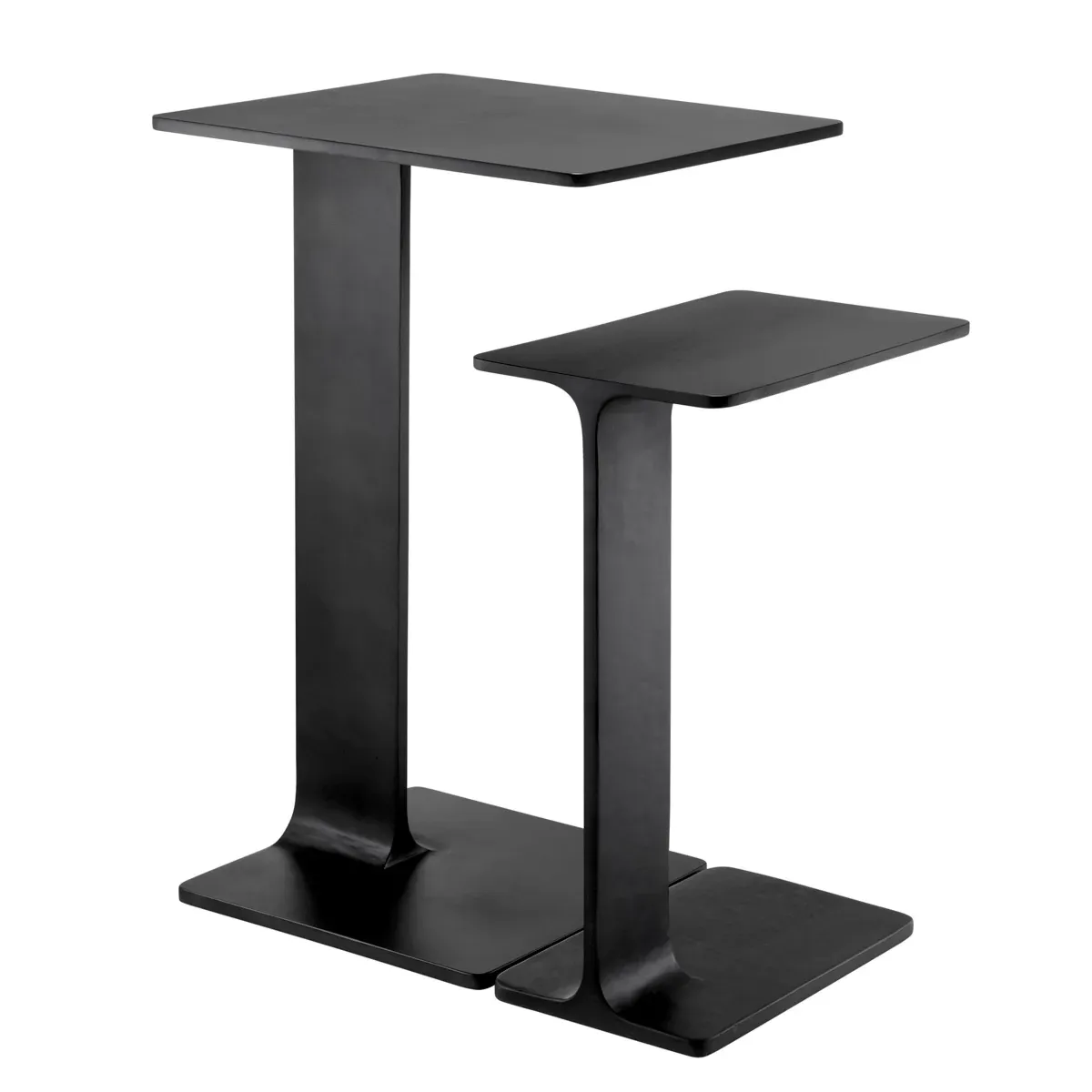 Luxury Black Rectangular Gunmetal Nesting side Table set of 2 by Luxury Group International