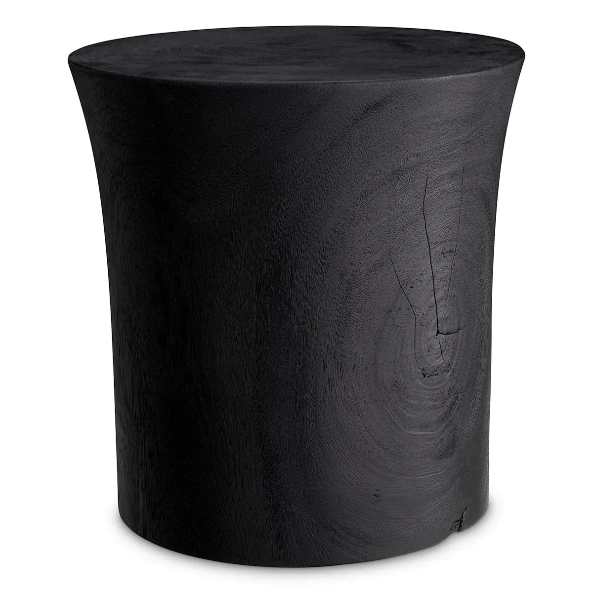 Luxury Black Round Top Solid Wooden Sculpted Side Table by Luxury Group International