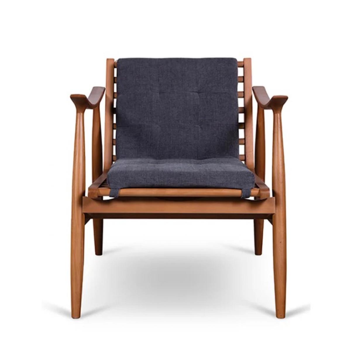 Luxury Black Upholstered Wooden Lounge Armchair with Solid Wood Frame-Living room Armchair Front View by Luxury Group International