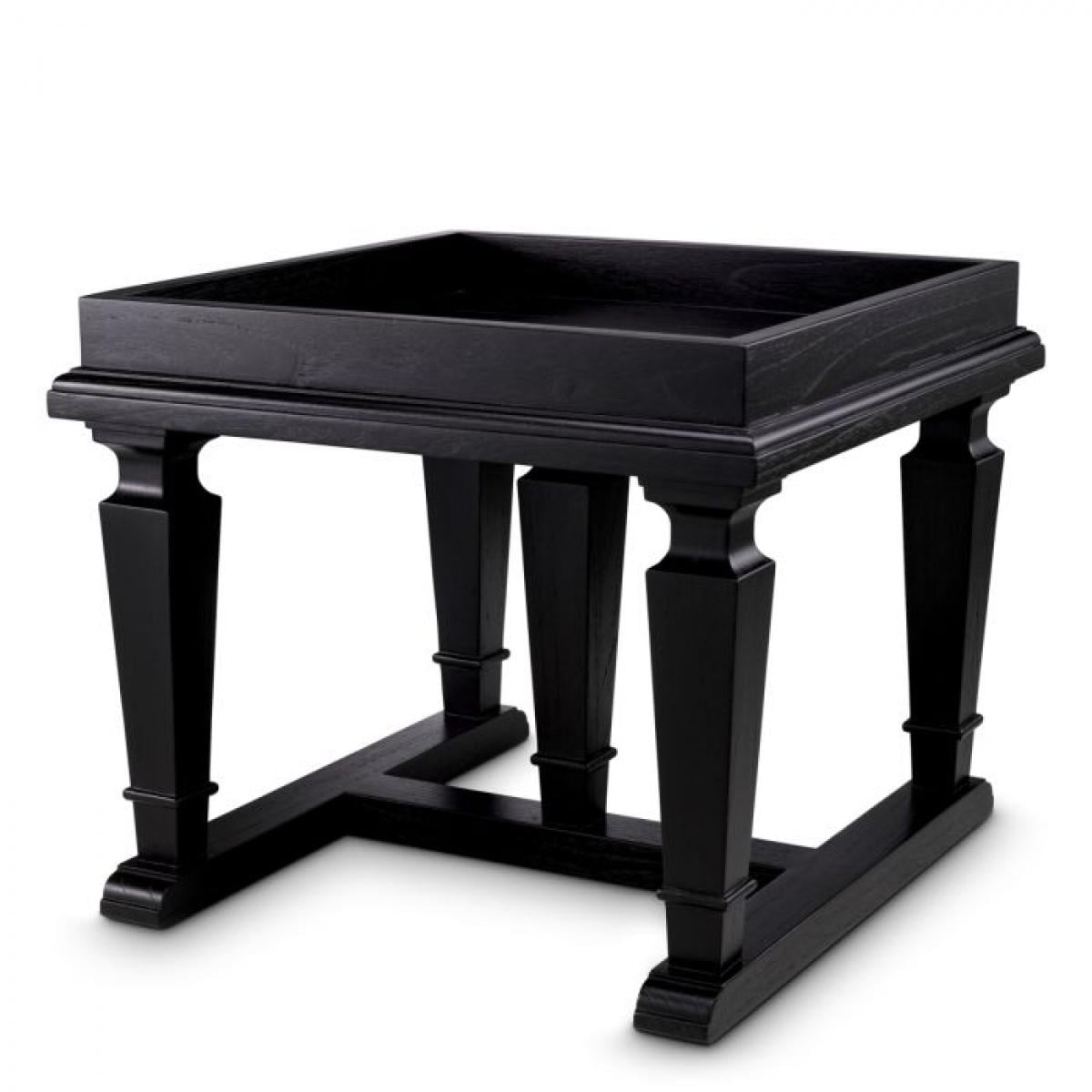 Luxury Black Veneer Rectangular Wooden Bedside Table by Luxury Group International