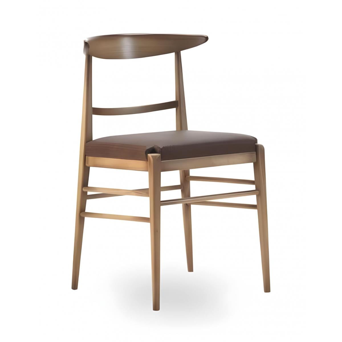 Luxuriöser brauner gepolsterter Esszimmerstuhl mit modern geschwungener Rückenlehne und Holzgestell von Luxury Group