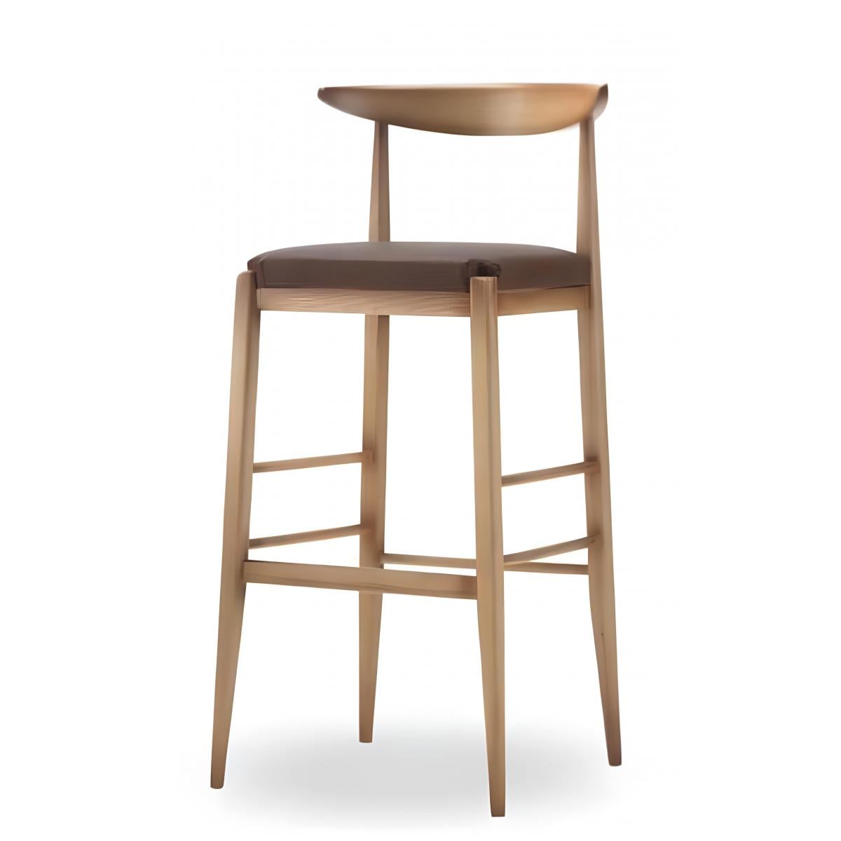 Luxuriöser brauner Polsterhocker mit modernem, geschwungenem Rückenlehne und Holzrahmen von Luxury Group International