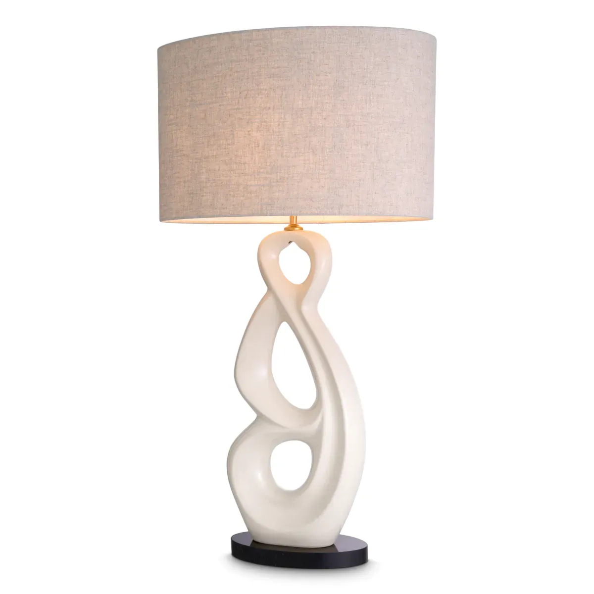 White Ceramic Luxury Table Lamp with oval lampshade H. 89 cm by Luxury Group International