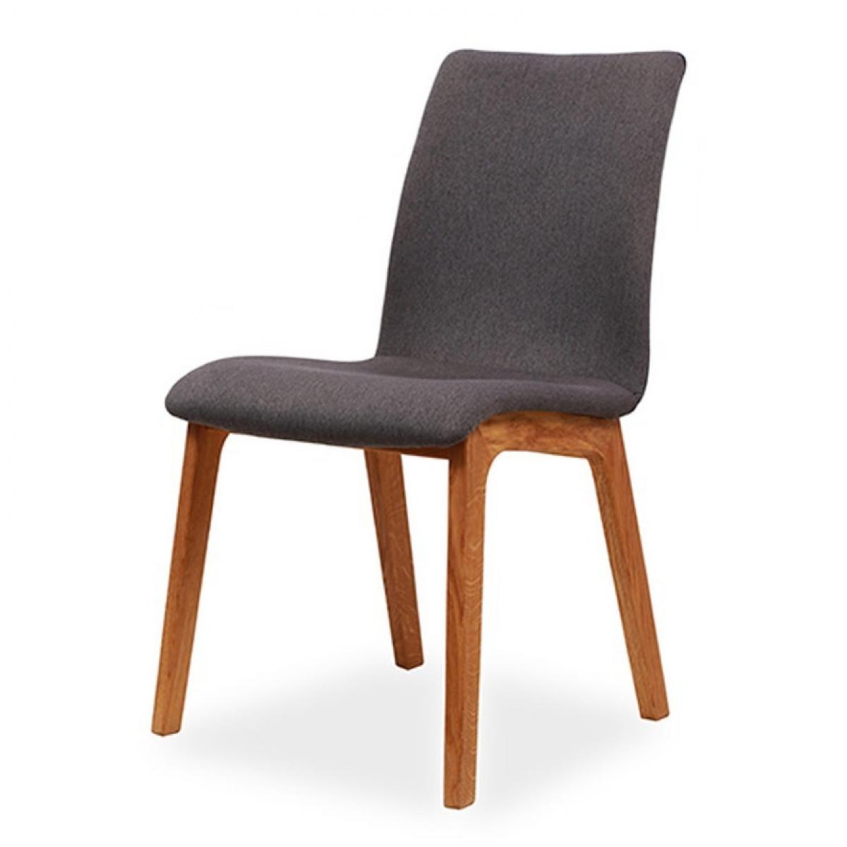 Luxury Charcoal Upholstered Dining Chair with Natural Oak Wooden Legs Front View by Luxury Group International