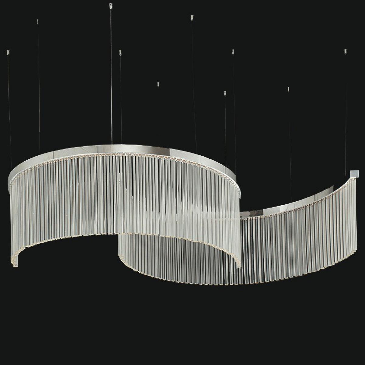 Luxury Chrome Finish Raindrop Half Circle Design Modern ACrystal Chandelier Side View by Luxury Group International