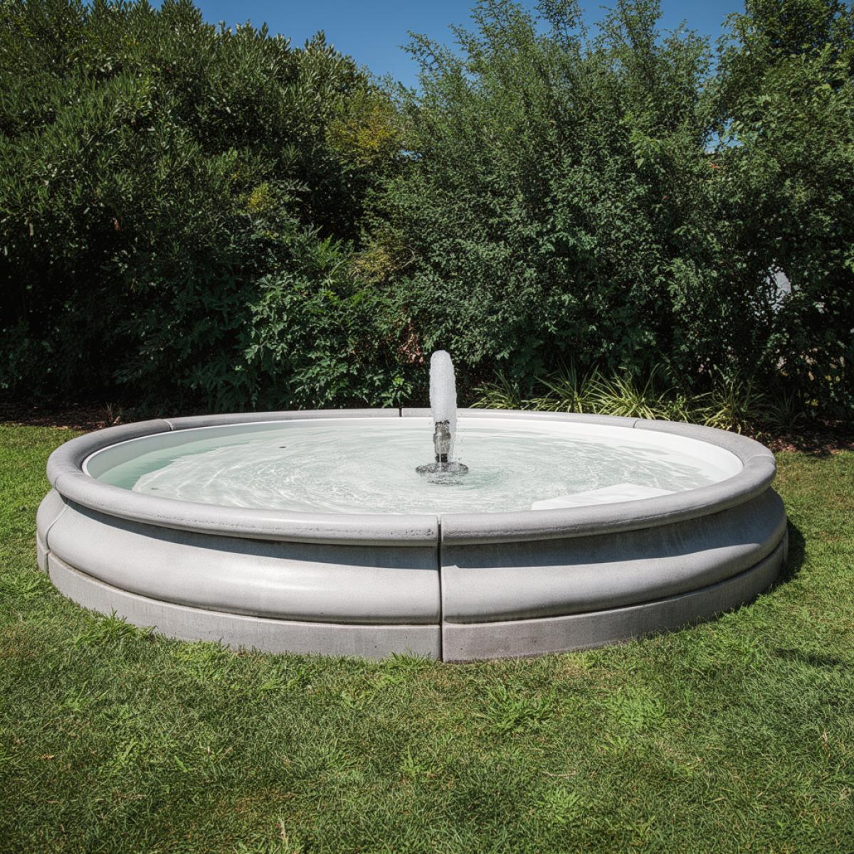 Luxury Circular Baroque Fountain with Central Vertical Water Column Display - Baroque Fountain Front View by Luxury Group International